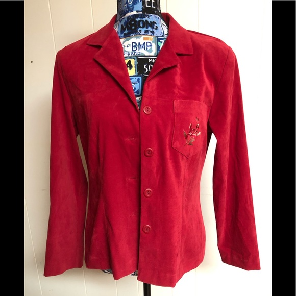 Velvet soft red blazer - Picture 1 of 4